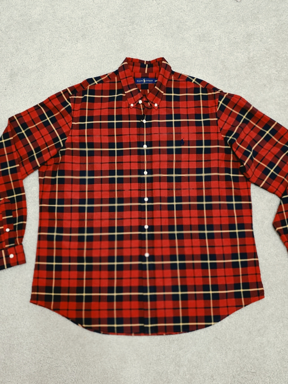 Men's Ralph Lauren Red Plaid Button-Down Shirt Size XXL 100% Cotton
